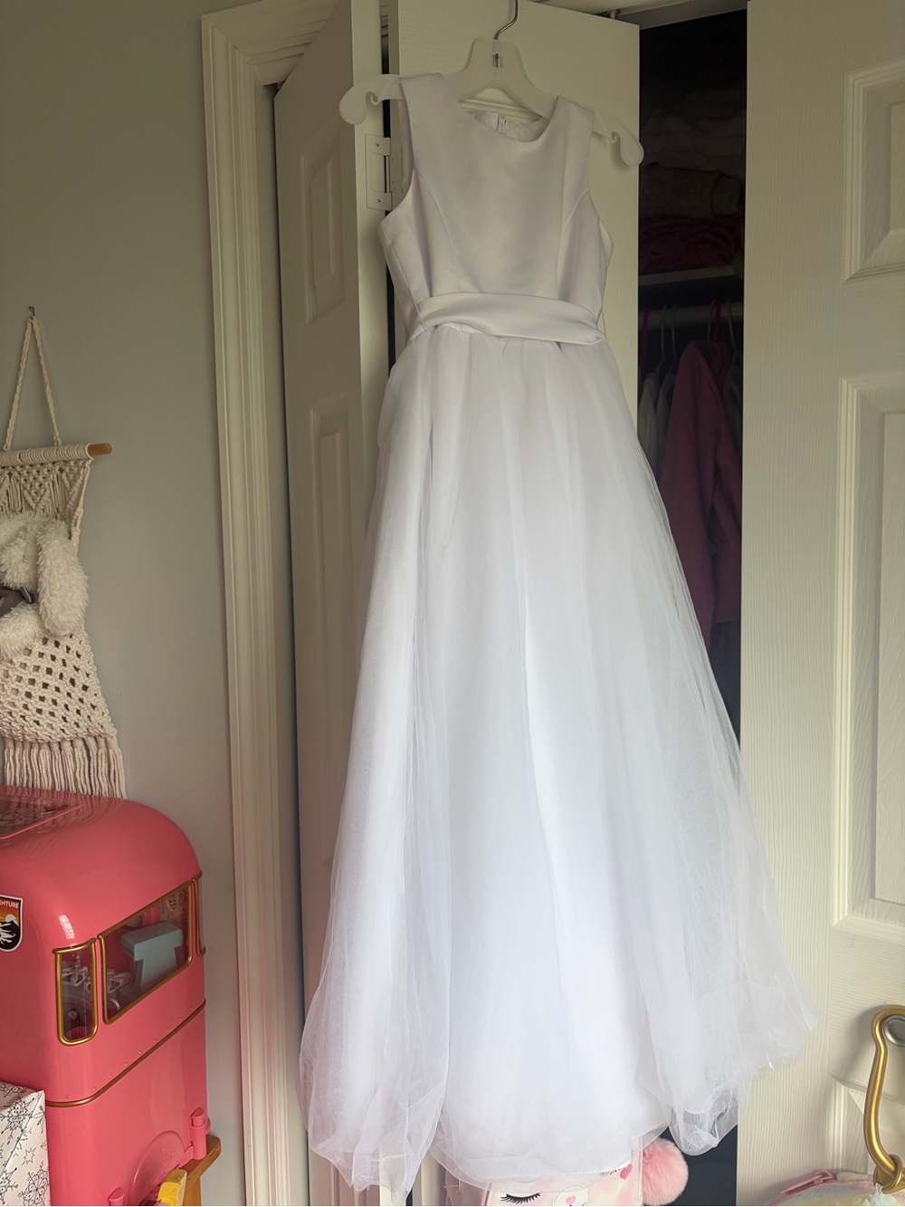 David's Bridal White Girls' Tulle Ball Gown